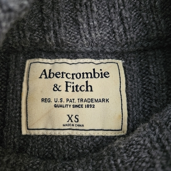 Abercrombie & Fitch Womens Sweater XS Mock Neck Cable Knit Gray - Picture 9 of 10